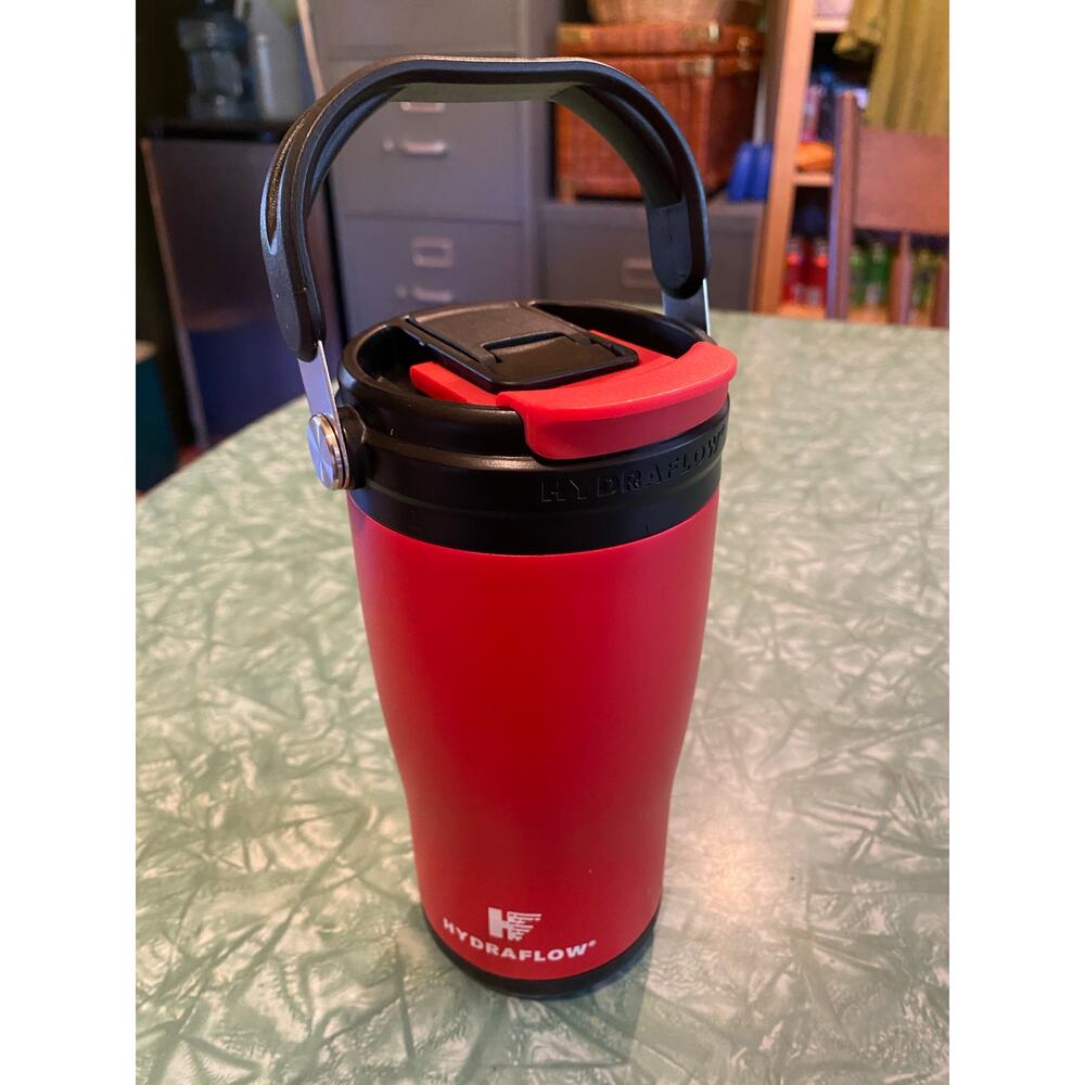 Hydraflow 30 oz Traveler Tumbler with Flip-top straw & swivel handle